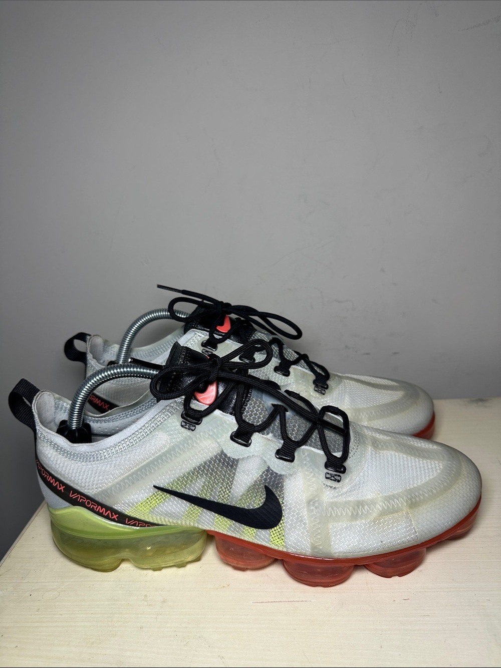 Nike air vapormax 2019 volt crimson neon Gray and Black Low-Top Sneakers